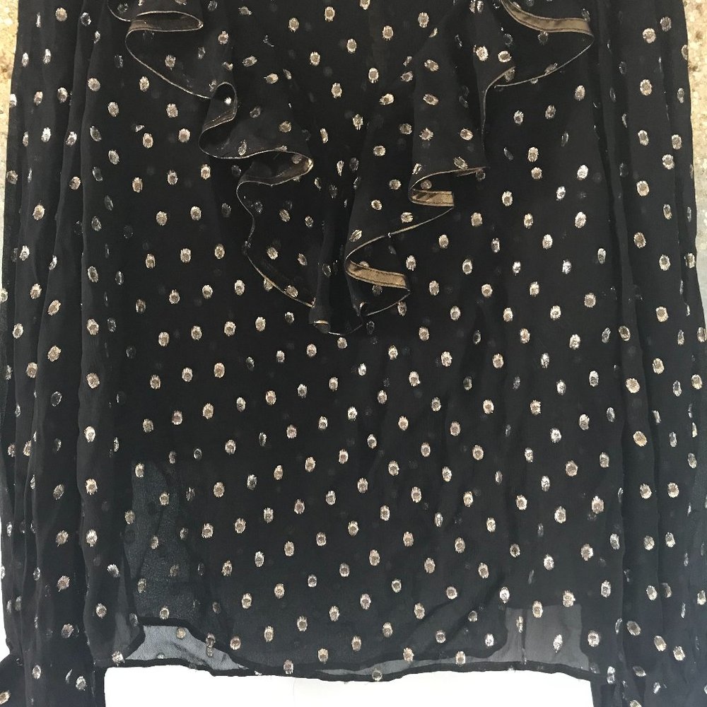 ⚡️SOLD ON KIJIJI⚡️✨HOST PICK✨Sandro Lunea Ruffled Metallic Dot Blouse (NWT) - Picture 7 of 16